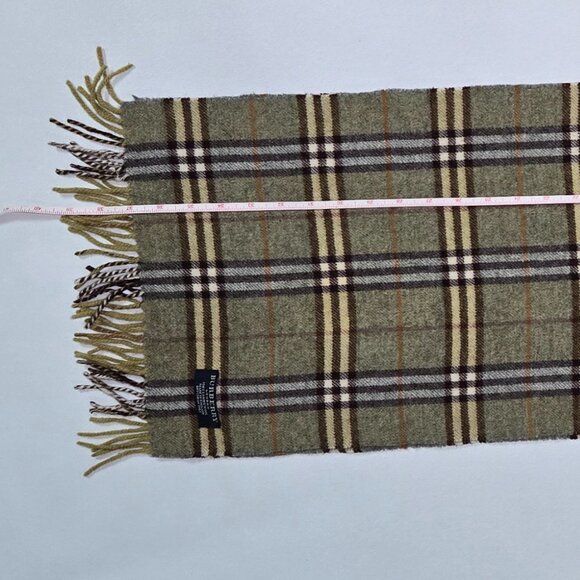 BURBERRY Vintage Green and Brown Scarf 100% Lambswool - Picture 4 of 6